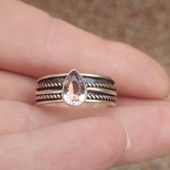 New Pink Topaz 925 Silver Spinner Meditation Ring. - Picture 2 of 11